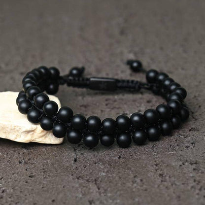 Helix Matte Black Agate Rope Beaded Bracelet - Recetas Fair Trade