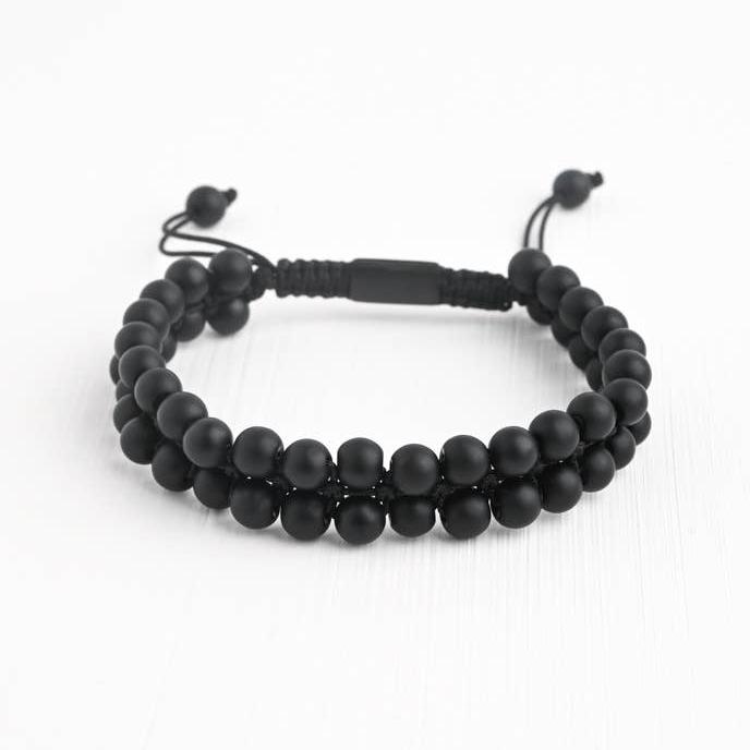 Helix Matte Black Agate Rope Beaded Bracelet - Recetas Fair Trade