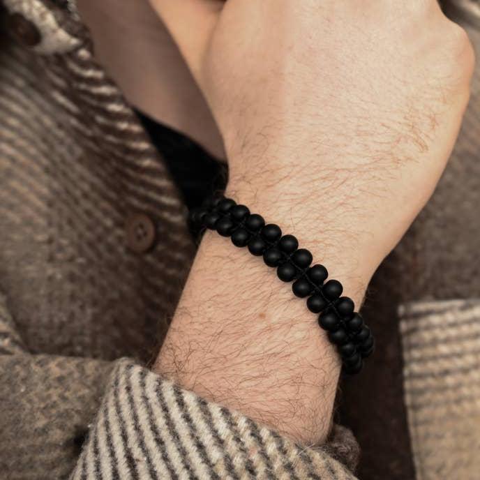 Helix Matte Black Agate Rope Beaded Bracelet - Recetas Fair Trade