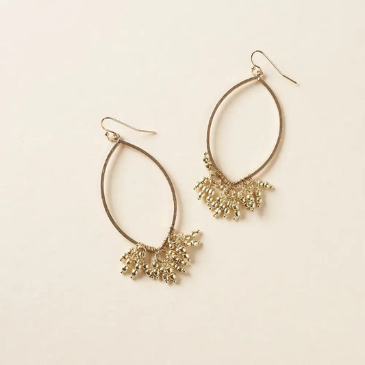 Jaya Beaded Gold Tassel Oval Hoop Earrings - Recetas Fair Trade