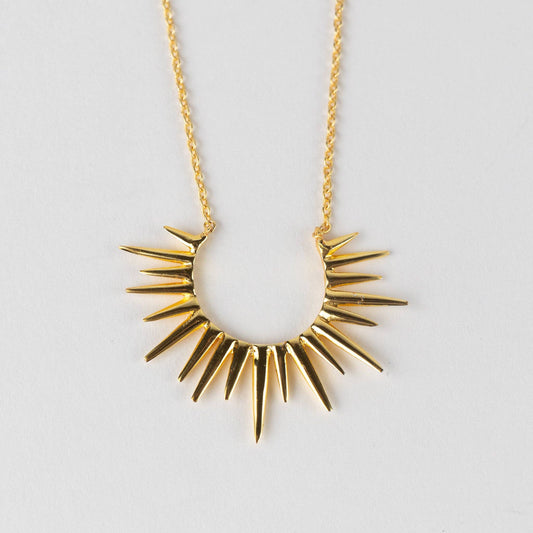 Kiranon Sunburst Gold Pendant Necklace - Recetas Fair Trade