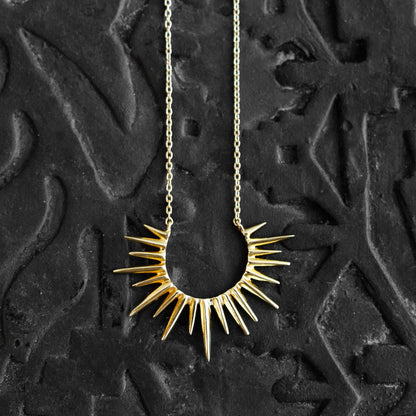 Kiranon Sunburst Gold Pendant Necklace - Recetas Fair Trade