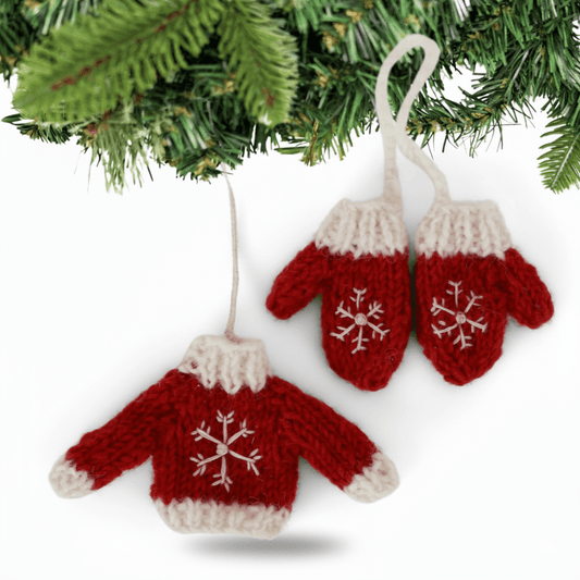 Knitted Sweater & Gloves - Red - Recetas Fair Trade