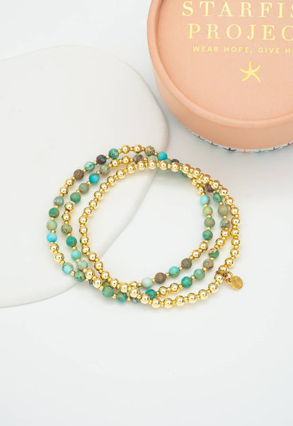 Light We Carry Bracelet Set in Turquoise - Recetas Fair Trade