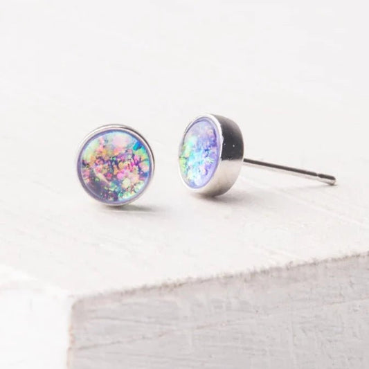 Lora Lavender & Silver Stud Earrings - Recetas Fair Trade