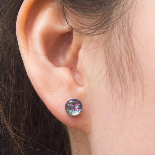 Lora Lavender & Silver Stud Earrings - Recetas Fair Trade
