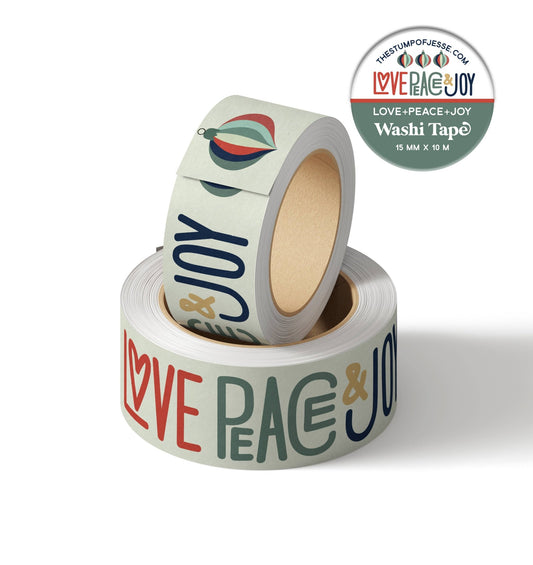 Love Peace Joy Christmas Washi Tape  | 15mm x 10m - Recetas Fair Trade