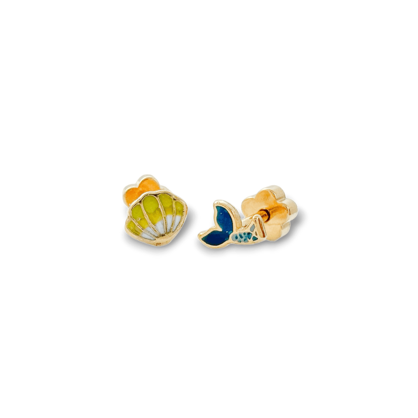Mermaid Tail & Shell Tiny Stud Earrings - Recetas Fair Trade