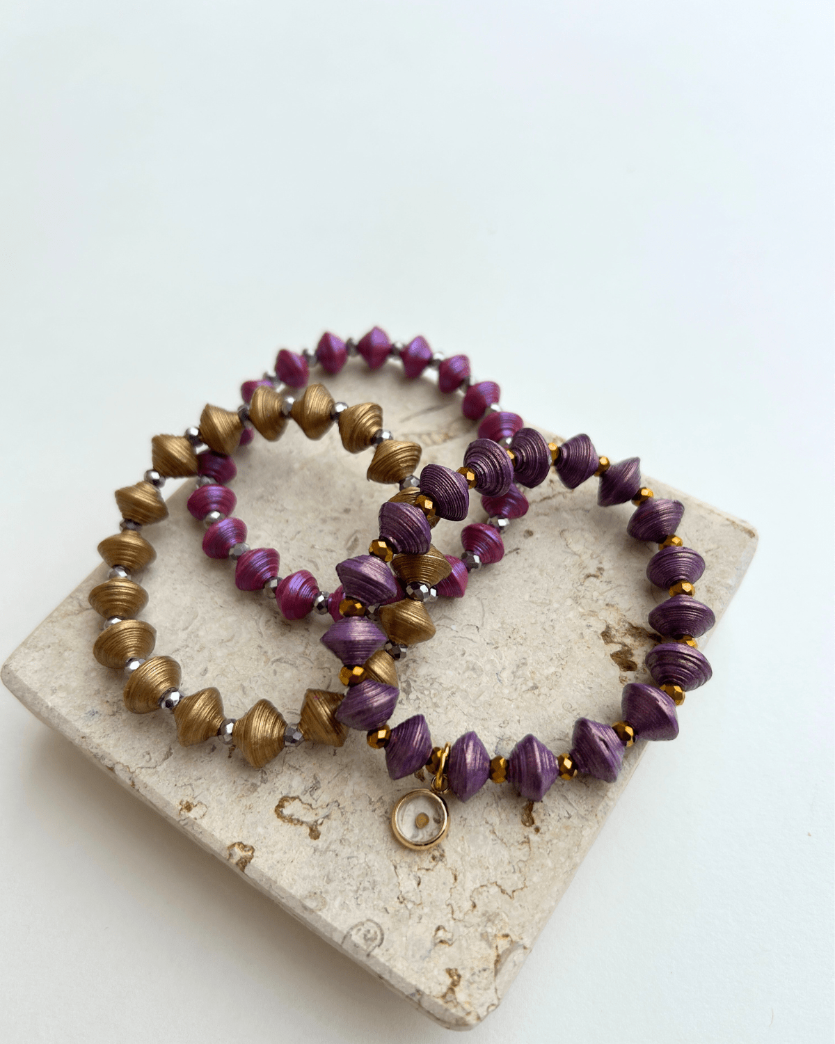 Mikayla Paper Bead Bracelet Set - Recetas Fair Trade