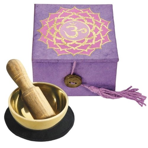 Mini Meditation Bowl Box: 2" Crown Chakra - DZI (Meditation) - Recetas Fair Trade