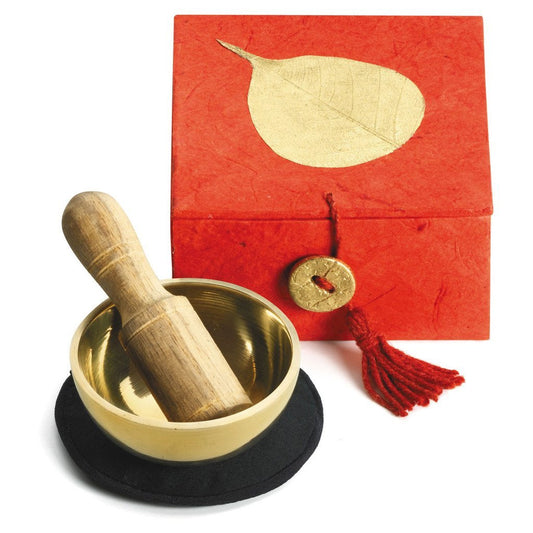 Mini Meditation Bowl Box: 2" Gold Bodhi - DZI (Meditation) - Recetas Fair Trade
