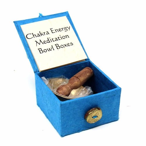 Mini Meditation Bowl Box: 2" Throat Chakra - DZI (Meditation) - Recetas Fair Trade