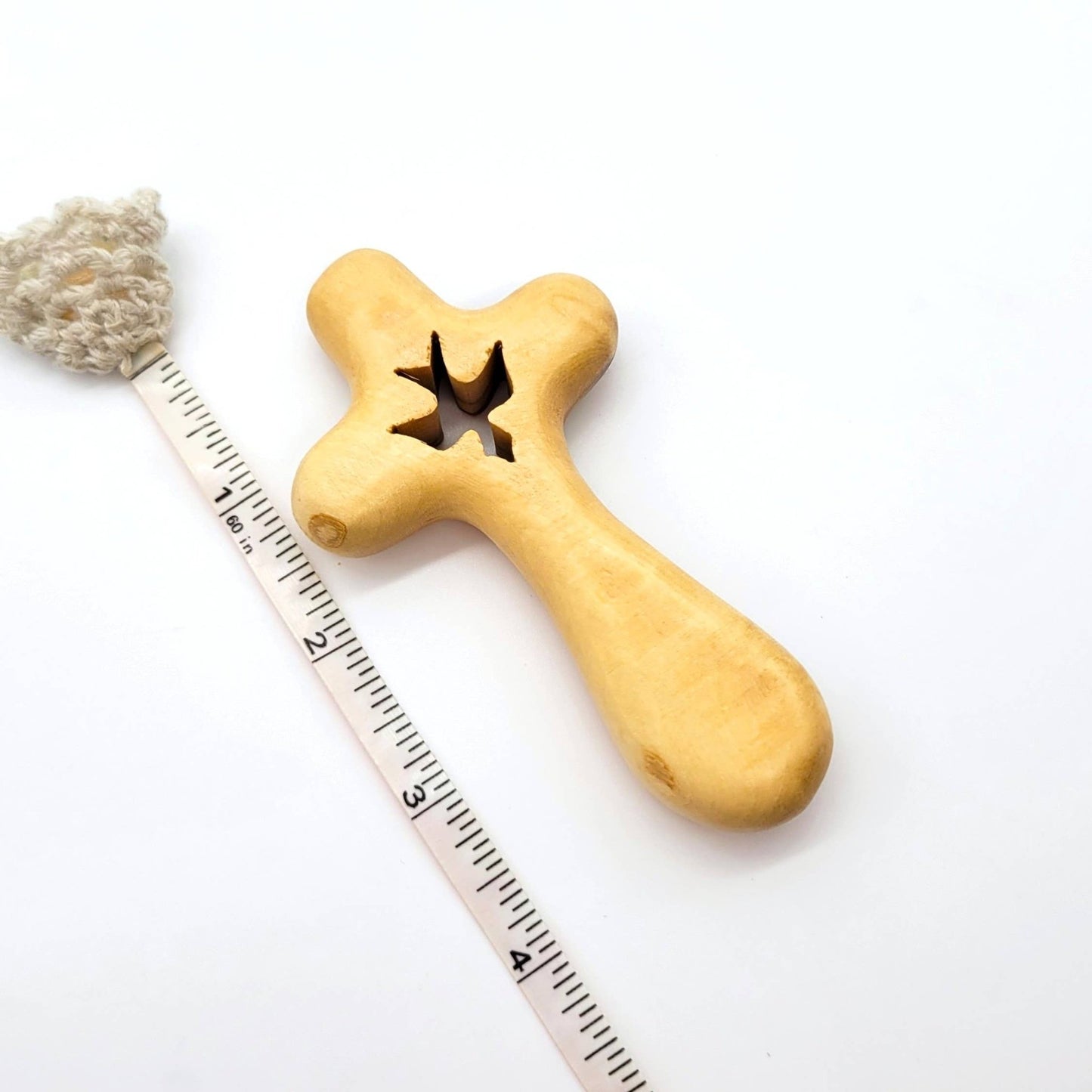 Mini Olive Wood Comfort Holding Cross with Dove - Recetas Fair Trade