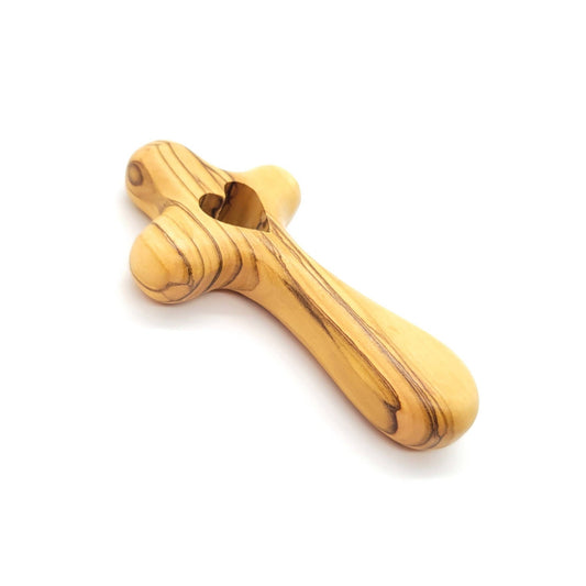 Mini Olive Wood Comfort Holding Cross with Heart - Recetas Fair Trade