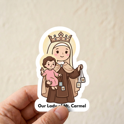 Mount Carmel sticker mockup matching the La Vang scale
