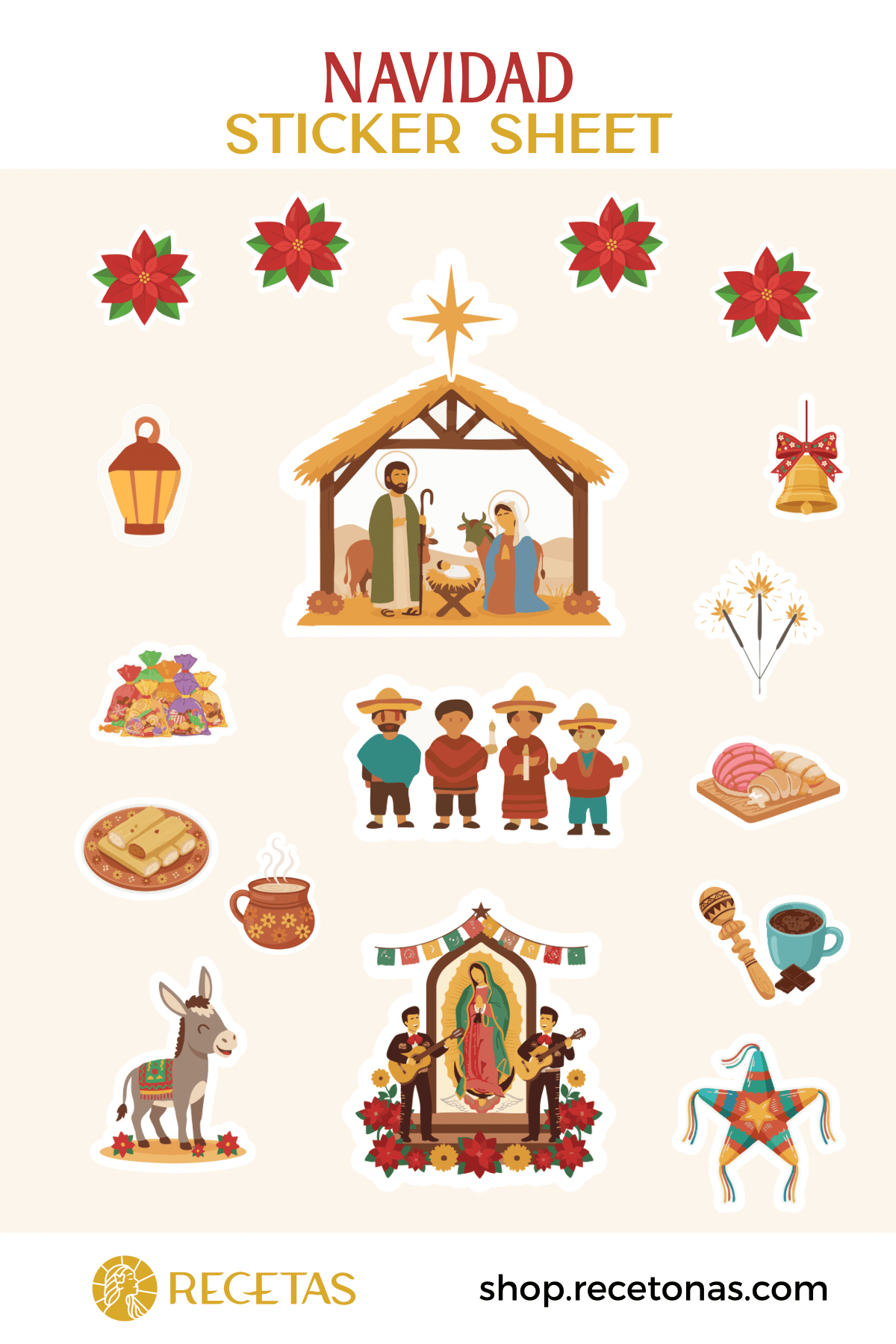 Navidad Sticker Sheet - Recetas Fair Trade