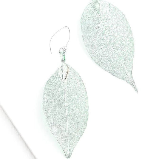 One-of-a-Kind Leaf Earrings in Moss Green - Recetas Fair Trade