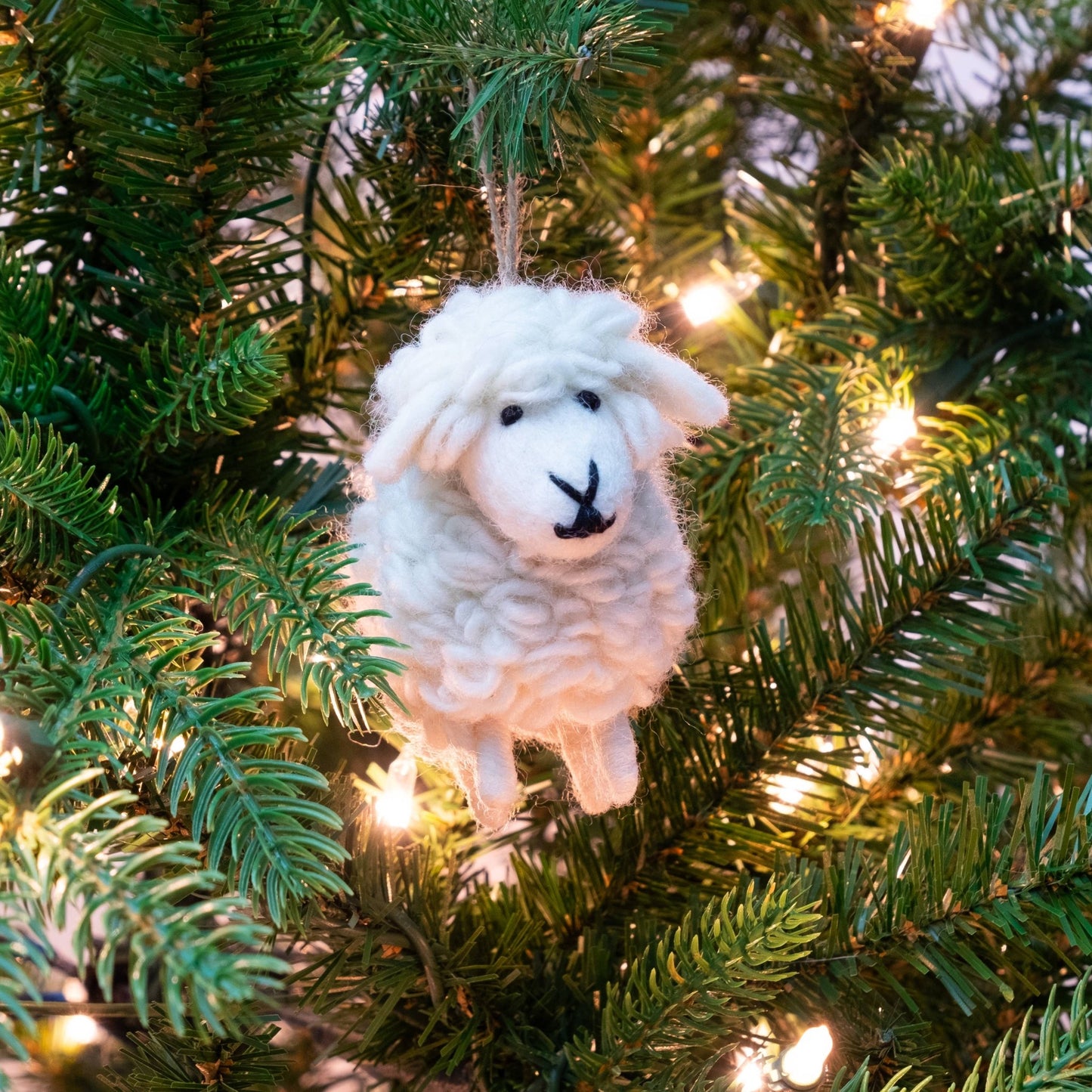 Ornament - White Wooly Sheep - Recetas Fair Trade