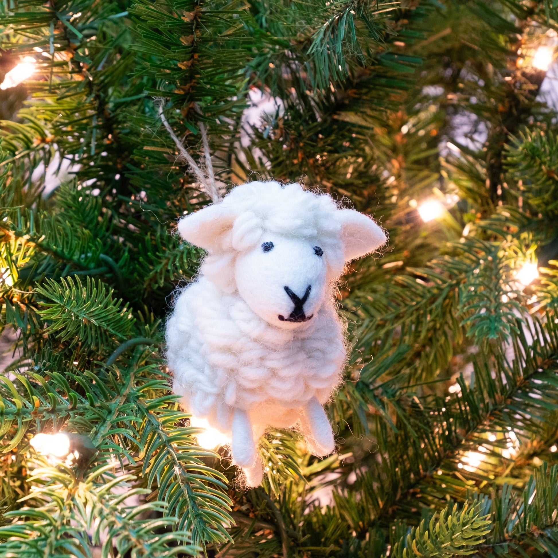 Ornament - White Wooly Sheep - Recetas Fair Trade