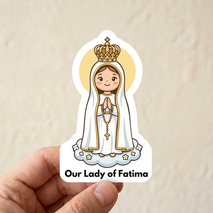 Our Lady of Fatima hand-held sticker mockup