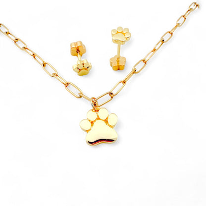 PAW PRINTS | Kids Necklace & Earrings Set - Recetas Fair Trade