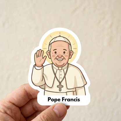 Pope Francis hand-held sticker mockup