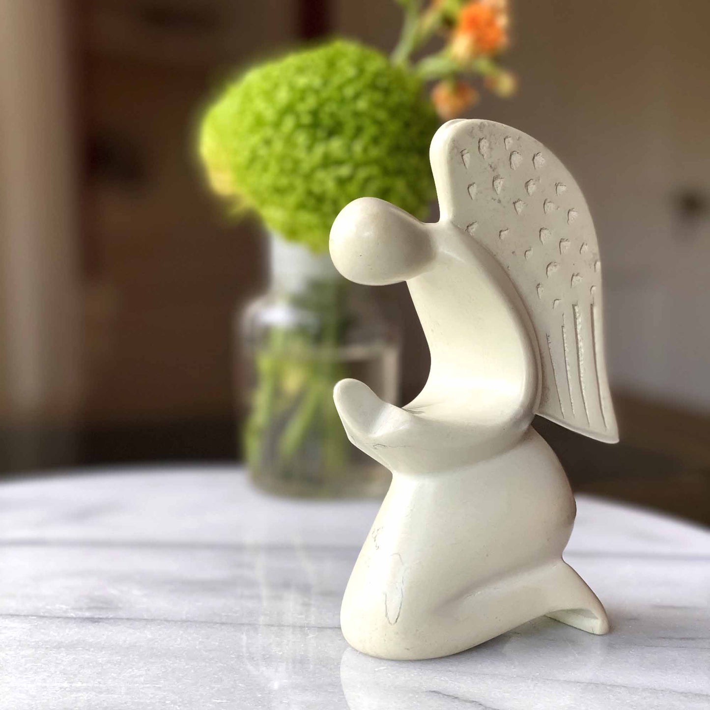 Praying Angel Soapstone Sculpture - Natural Stone - Recetas Fair Trade