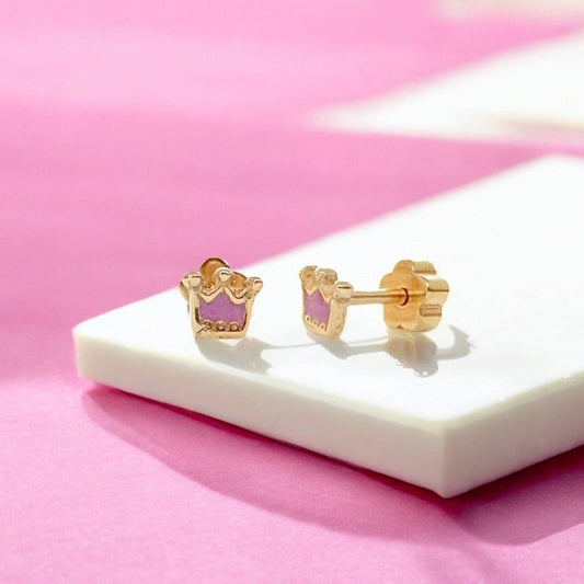 Princess Crowns Tiny Stud Earrings - Recetas Fair Trade