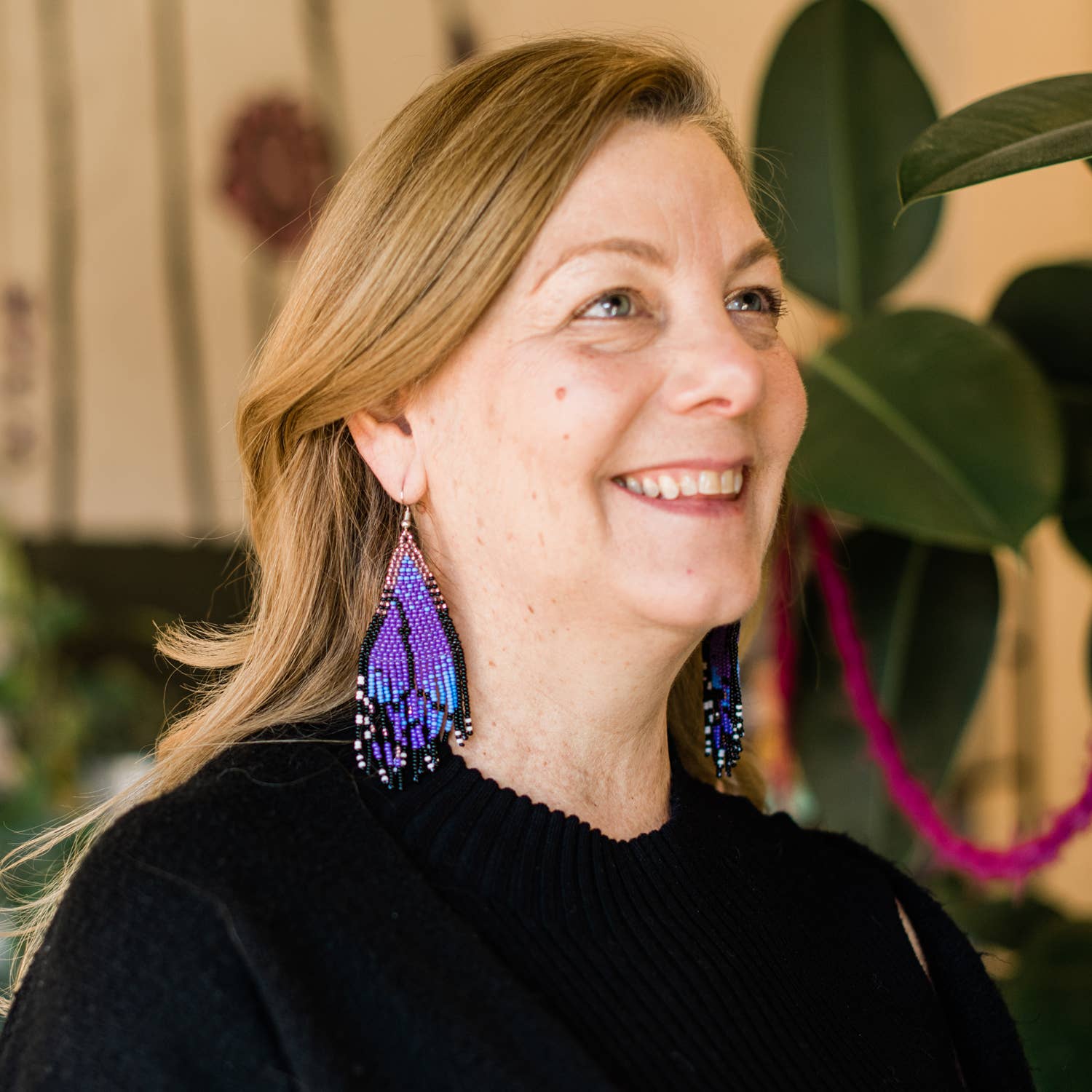 Purple Butterfly Wing Fringe Earrings - Recetas Fair Trade