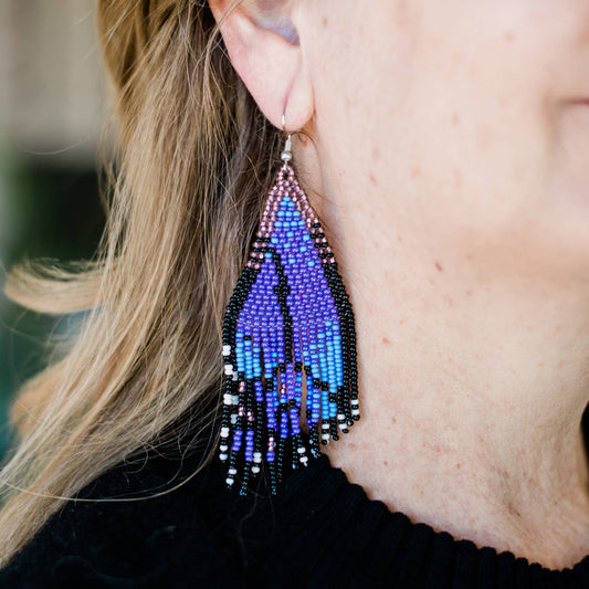 Purple Butterfly Wing Fringe Earrings - Recetas Fair Trade