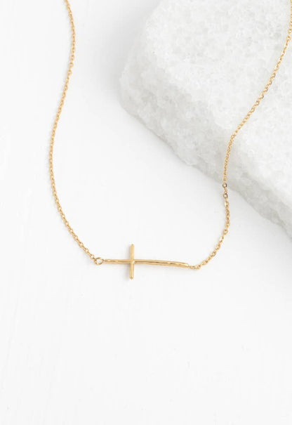 Radiant Cross Necklace in Gold - Recetas Fair Trade