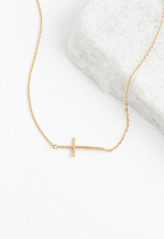 Radiant Cross Necklace in Gold - Recetas Fair Trade