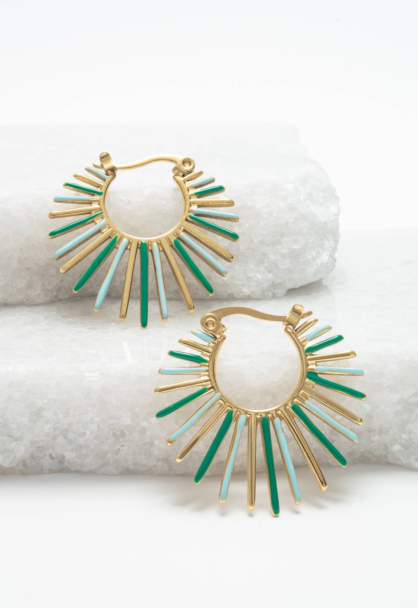 Radiant Rise Hoops in Mint - Recetas Fair Trade