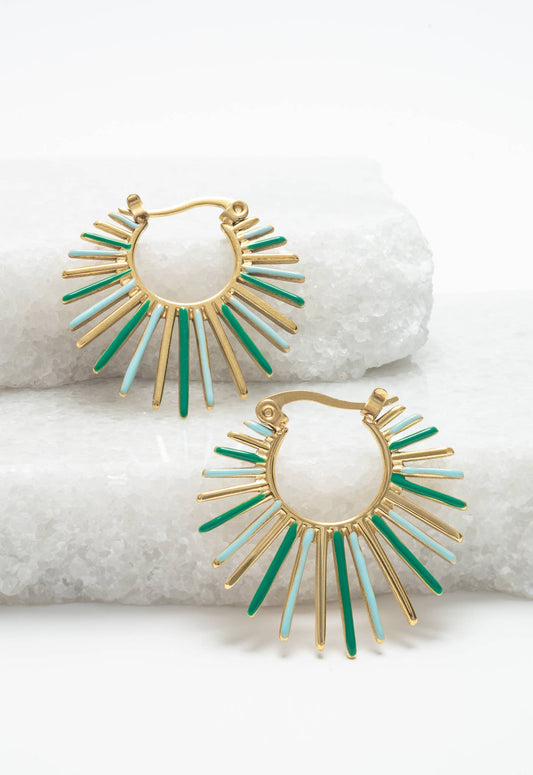 Radiant Rise Hoops in Mint - Recetas Fair Trade