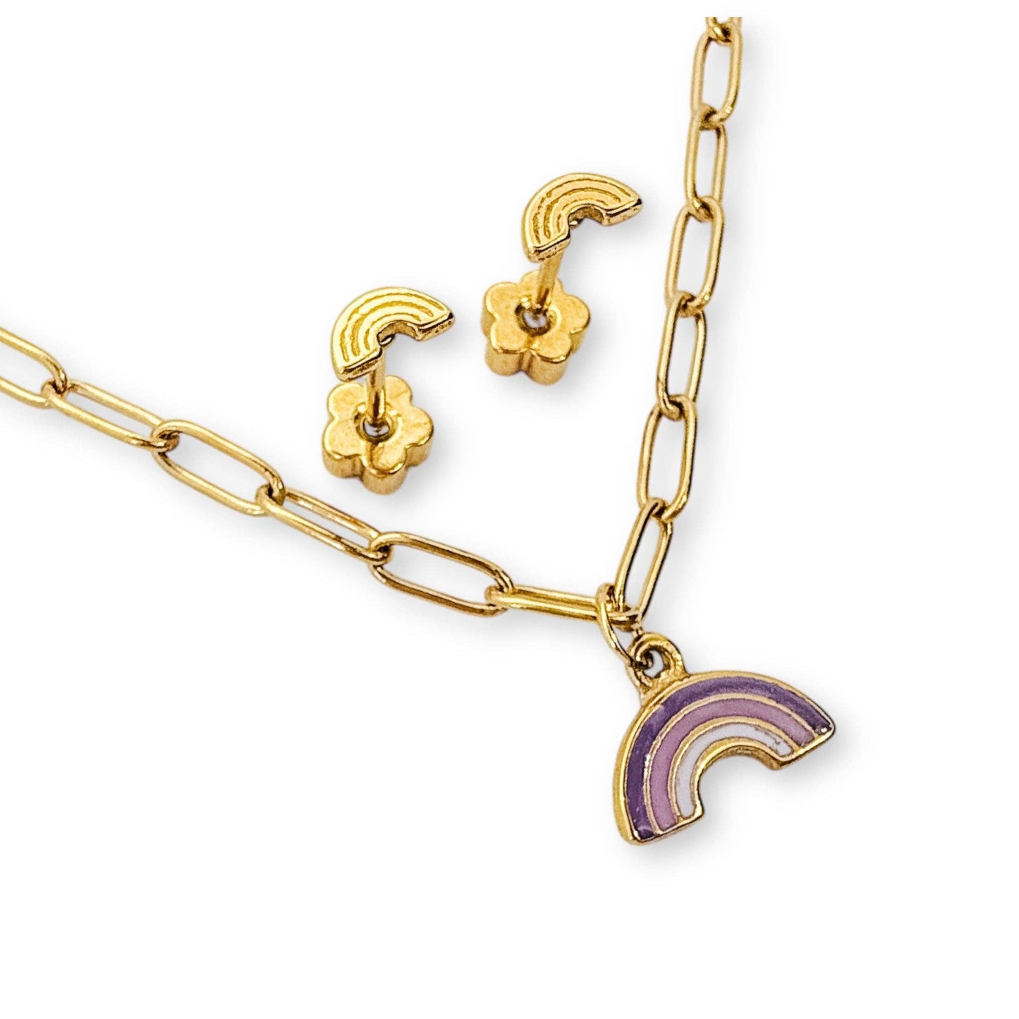 RAINBOWS | Kids Necklace & Earrings Set - Recetas Fair Trade