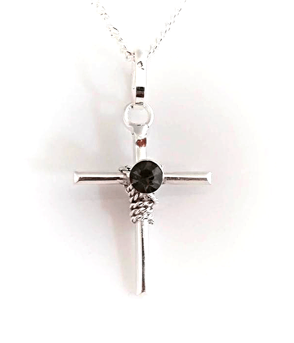 Rebozo Crosses with Crystal on 18' Silver Chain - Recetas Fair Trade