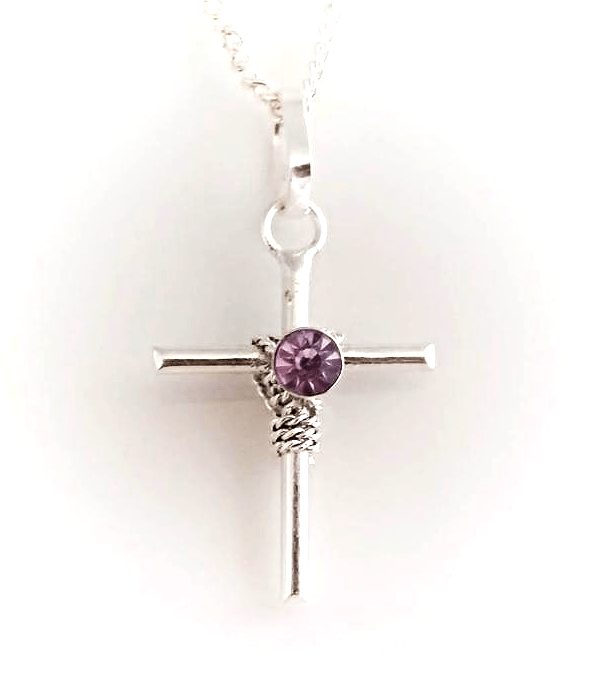Rebozo Crosses with Crystal on 18' Silver Chain - Recetas Fair Trade