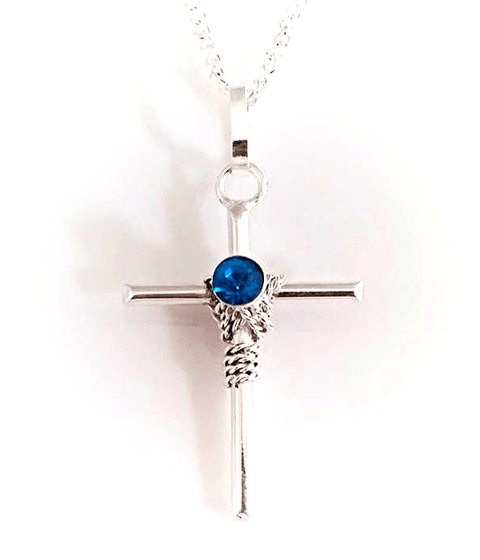 Rebozo Crosses with Crystal on 18' Silver Chain - Recetas Fair Trade