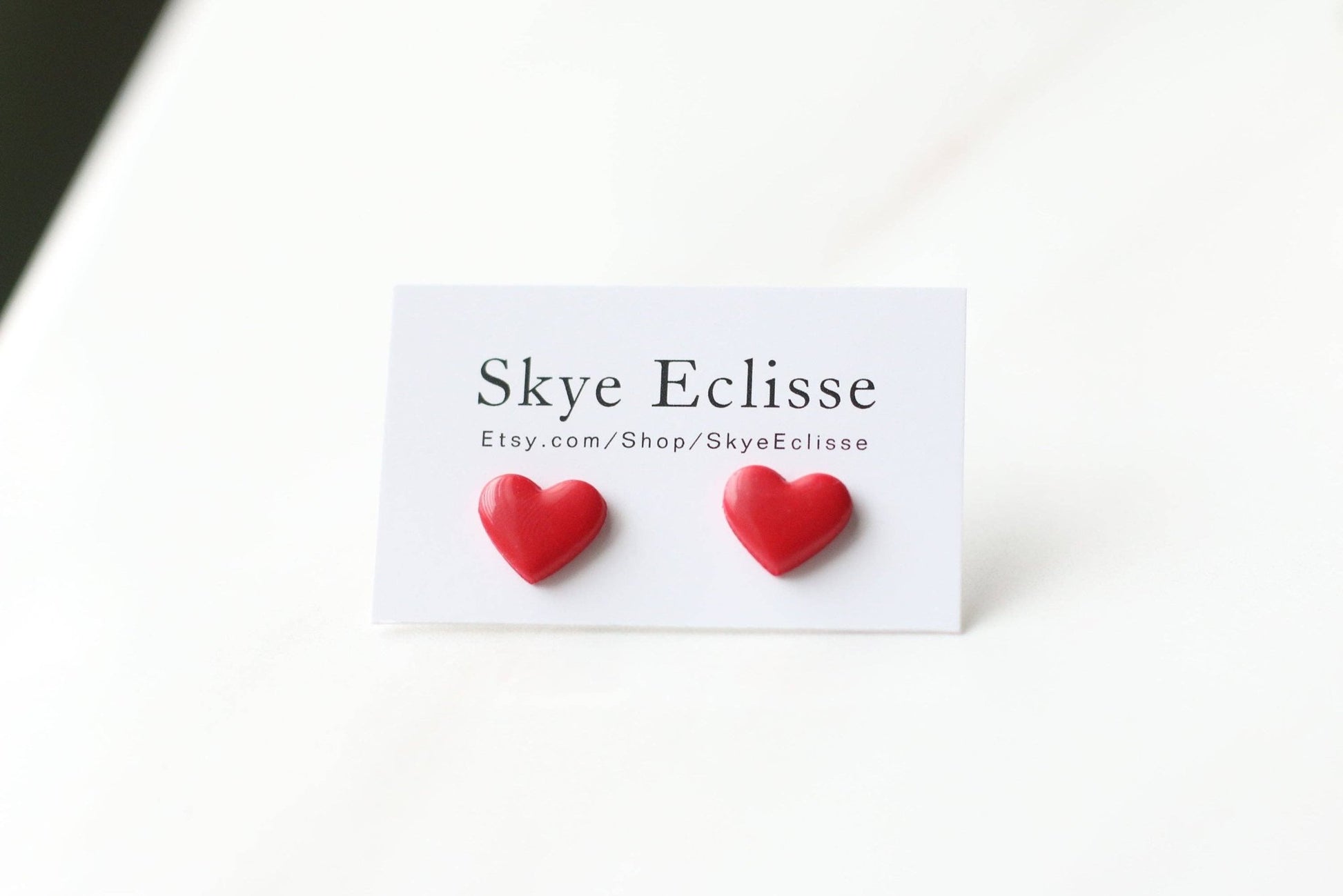 Red Heart Stud Earrings, Valentine's Day Earrings - Recetas Fair Trade