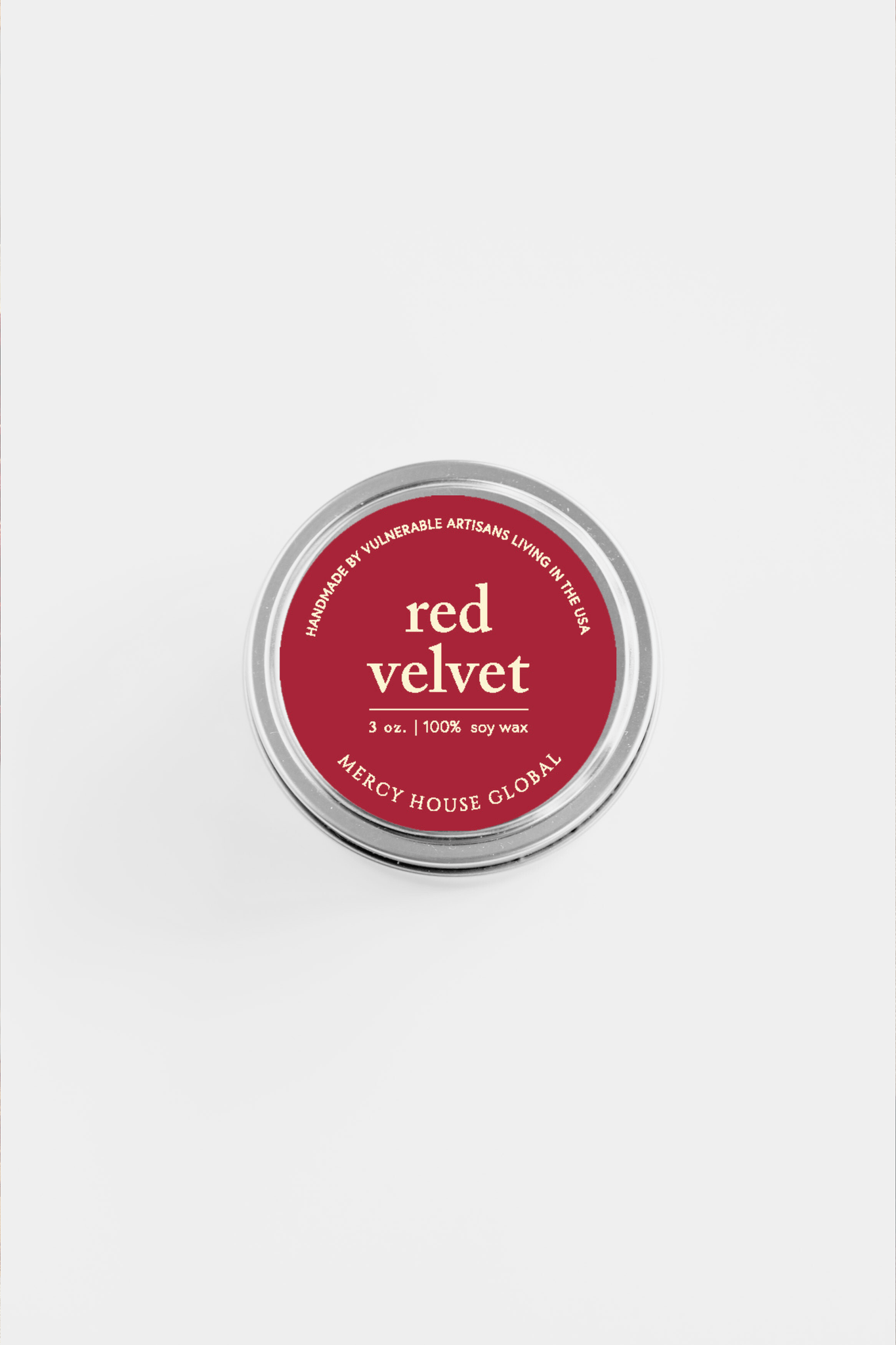 Red Velvet Candle | 3oz Silver Tin - Recetas Fair Trade