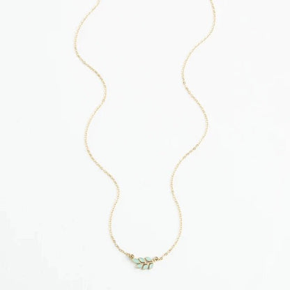 Rowen Leaf Necklace in Mint - Recetas Fair Trade