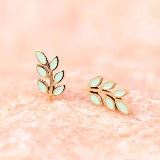 Rowen Stud Earrings in Mint - Recetas Fair Trade