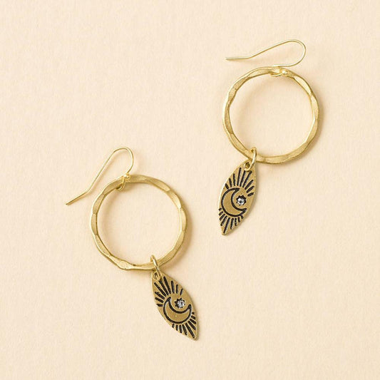 Ruchi Moon Charm Gold Hoop Earrings - Recetas Fair Trade