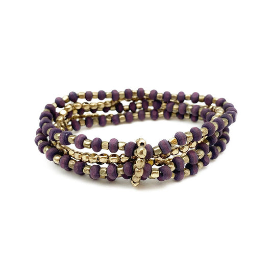 Sachi Mulberry Mix Bracelet - Multi - Strand Stretch Purple - Recetas Fair Trade