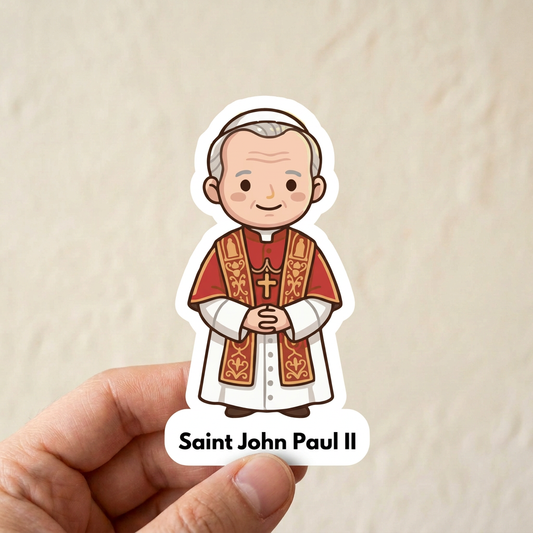 Saint John Paul II hand-held sticker mockup