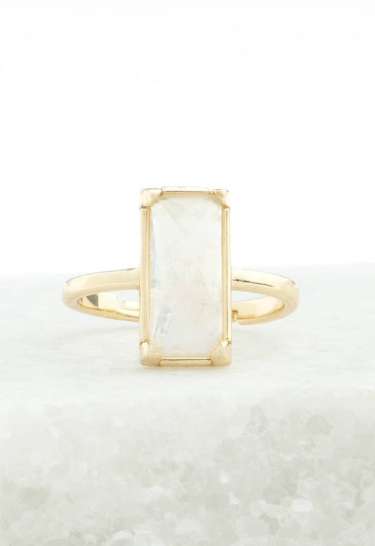 SALE Moonlit Grace Ring in Gold & Moonstone - Recetas Fair Trade