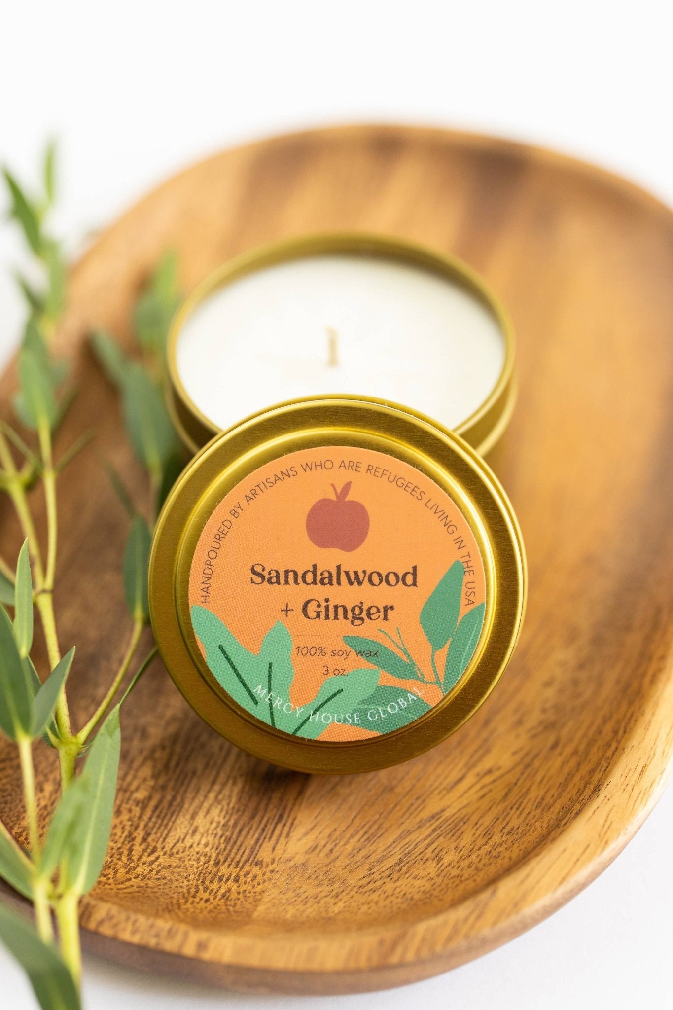 Sandalwood + Ginger Apple Candle | 3 oz Tin - Recetas Fair Trade