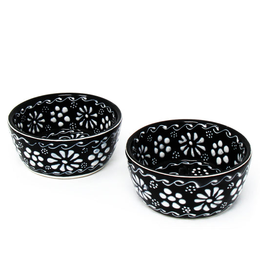 Set of 2 Encantada Handmade Pottery Appetizer & Dip Bowl, Ink - Recetas Fair Trade