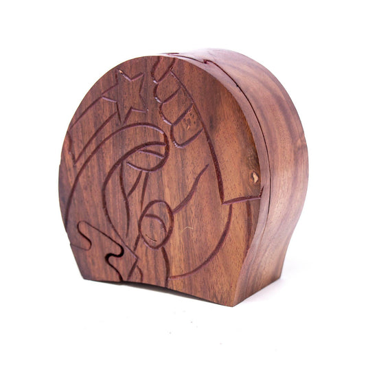 Sheesham Wood Carved Nativity Puzzle Box - Recetas Fair Trade