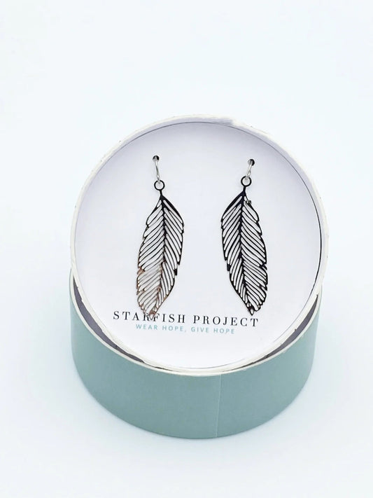Silver Feather Earrings - Recetas Fair Trade